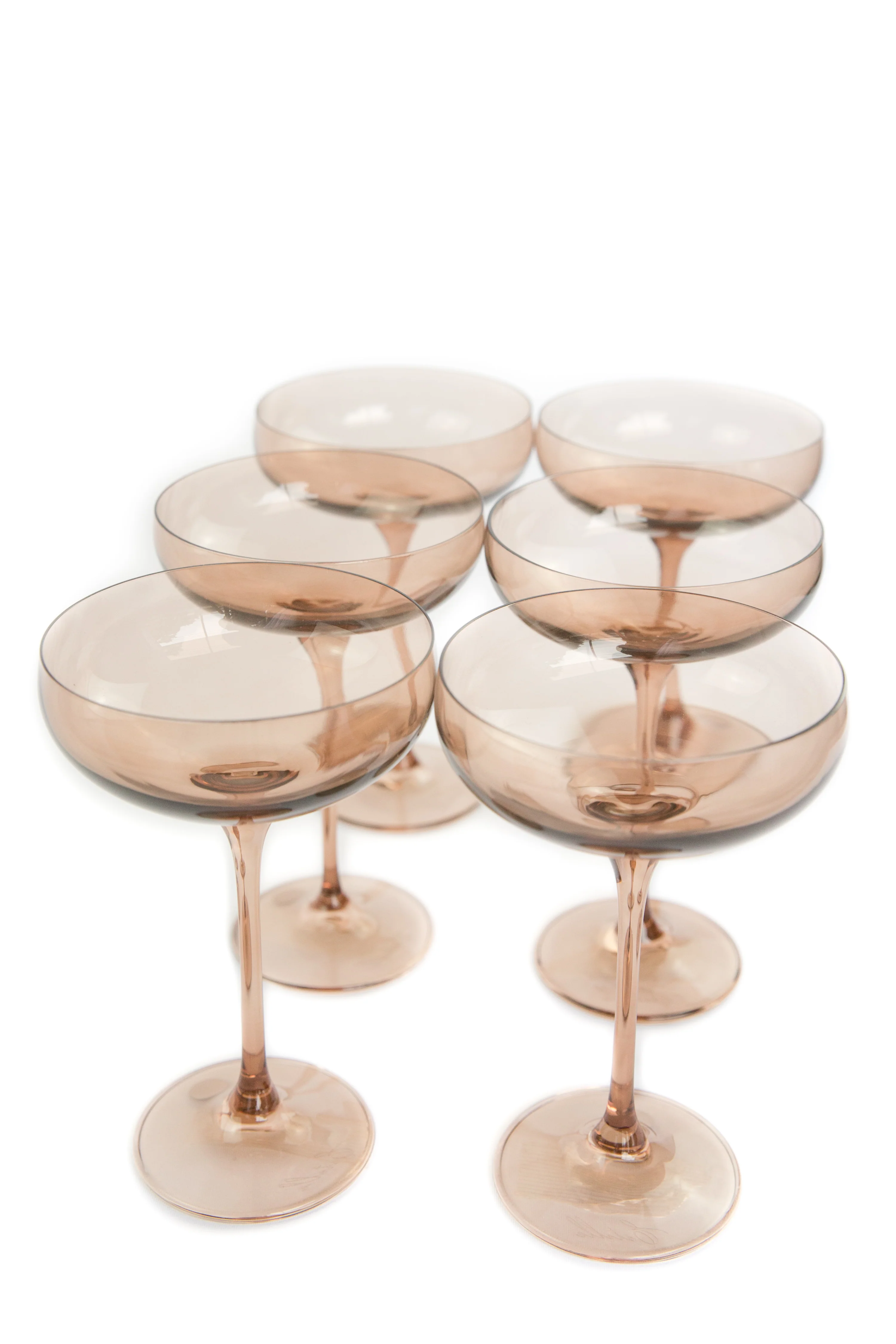Estelle Colored Champagne Coupe Stemware - Set of 6 {Mocha Mousse (Our Amber Smoke)} - Image 5