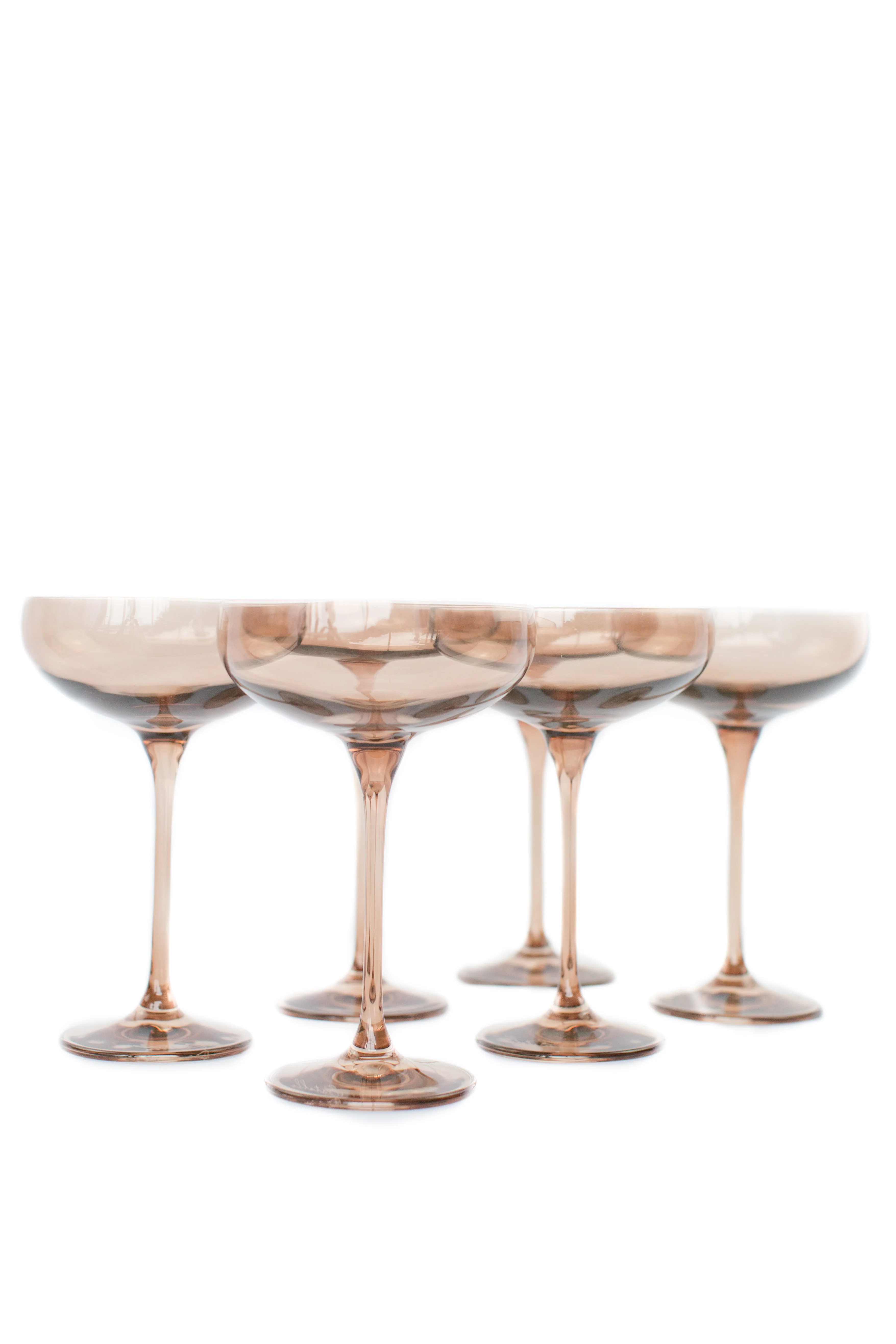 Estelle Colored Champagne Coupe Stemware - Set of 6 {Mocha Mousse (Our Amber Smoke)} - Image 6