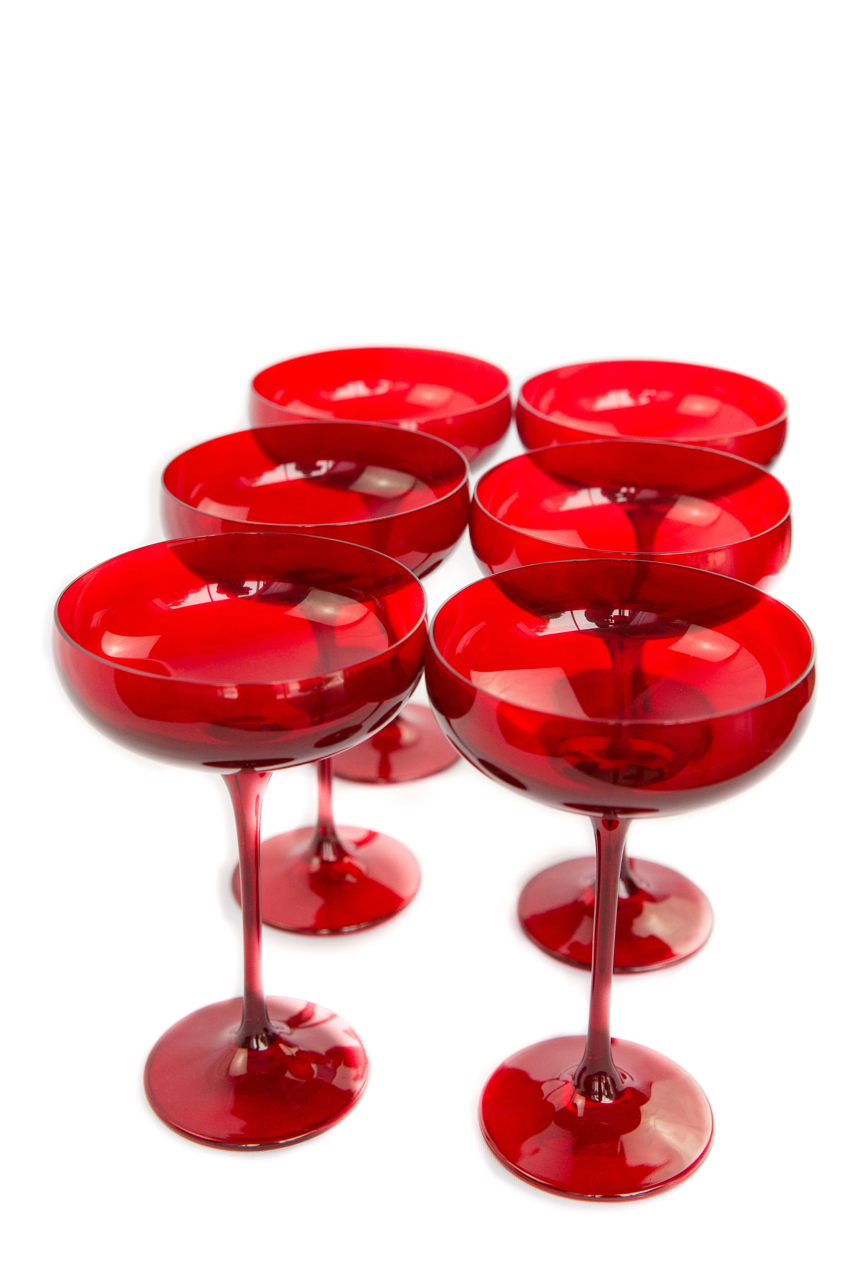 Estelle Colored Champagne Coupe Stemware - Set of 6 {Red} - Image 5