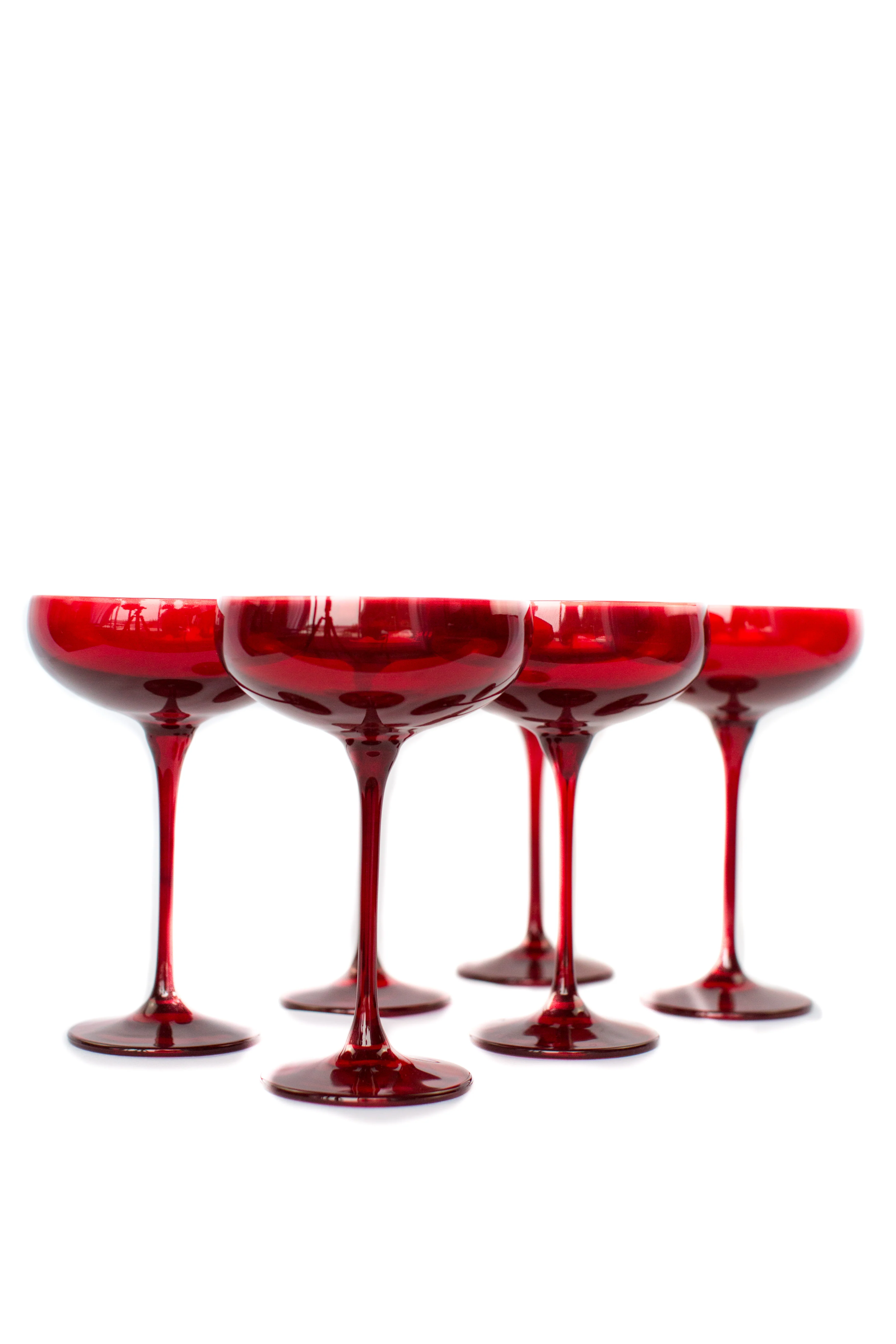 Estelle Colored Champagne Coupe Stemware - Set of 6 {Red} - Image 6