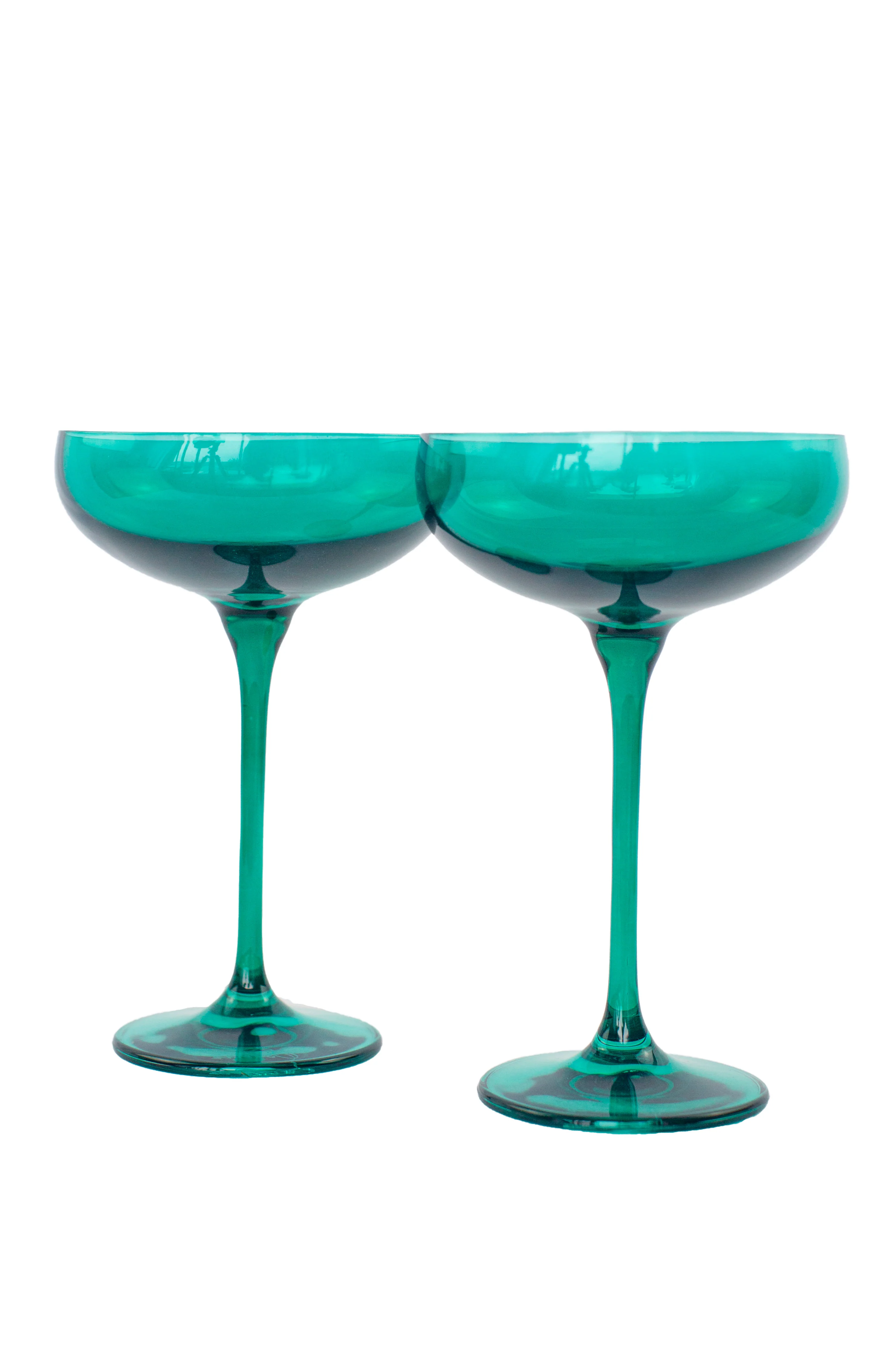 Estelle Colored Champagne Coupe Stemware - Set of 2 {Emerald Green} - Image 5
