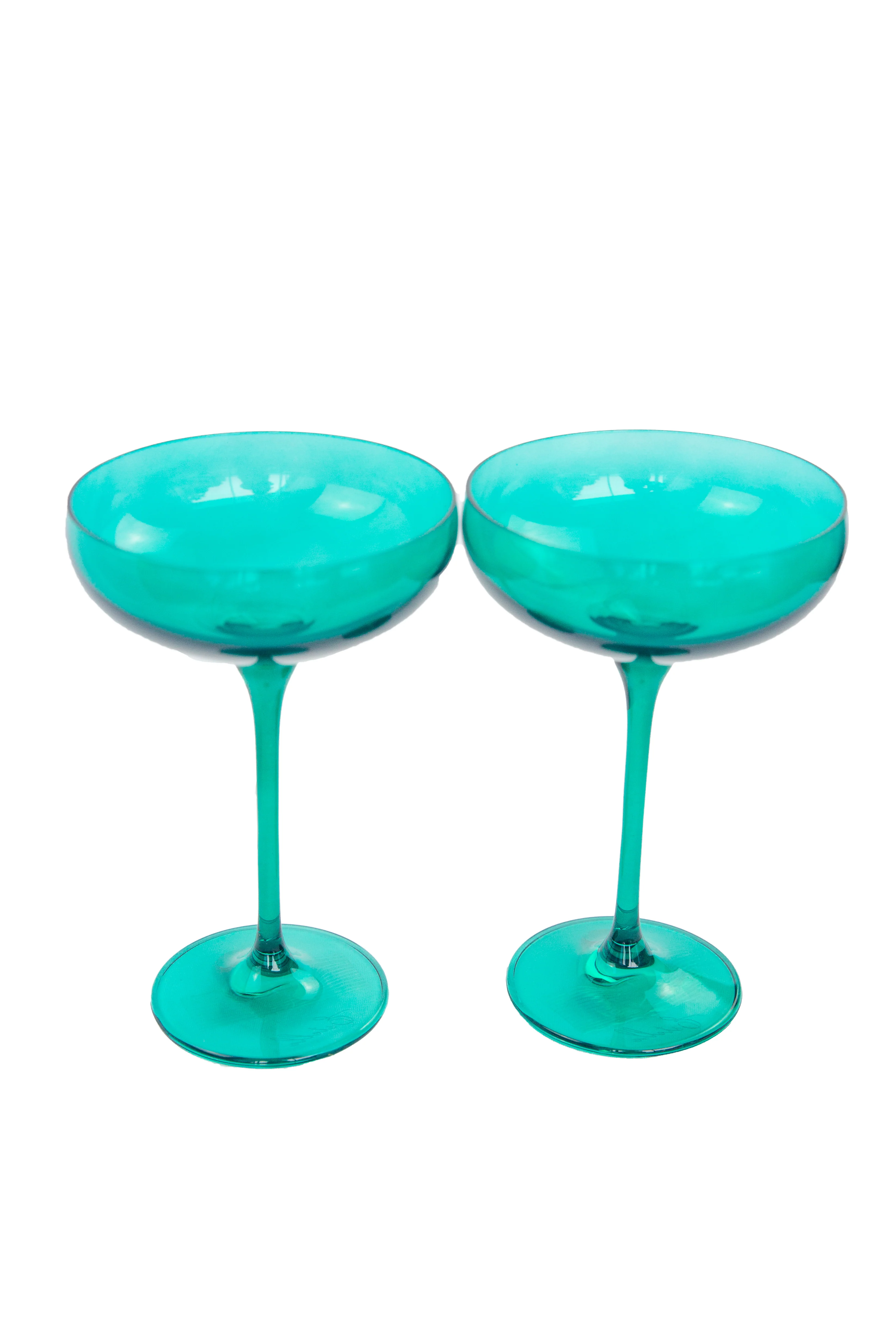 Estelle Colored Champagne Coupe Stemware - Set of 2 {Emerald Green} - Image 6