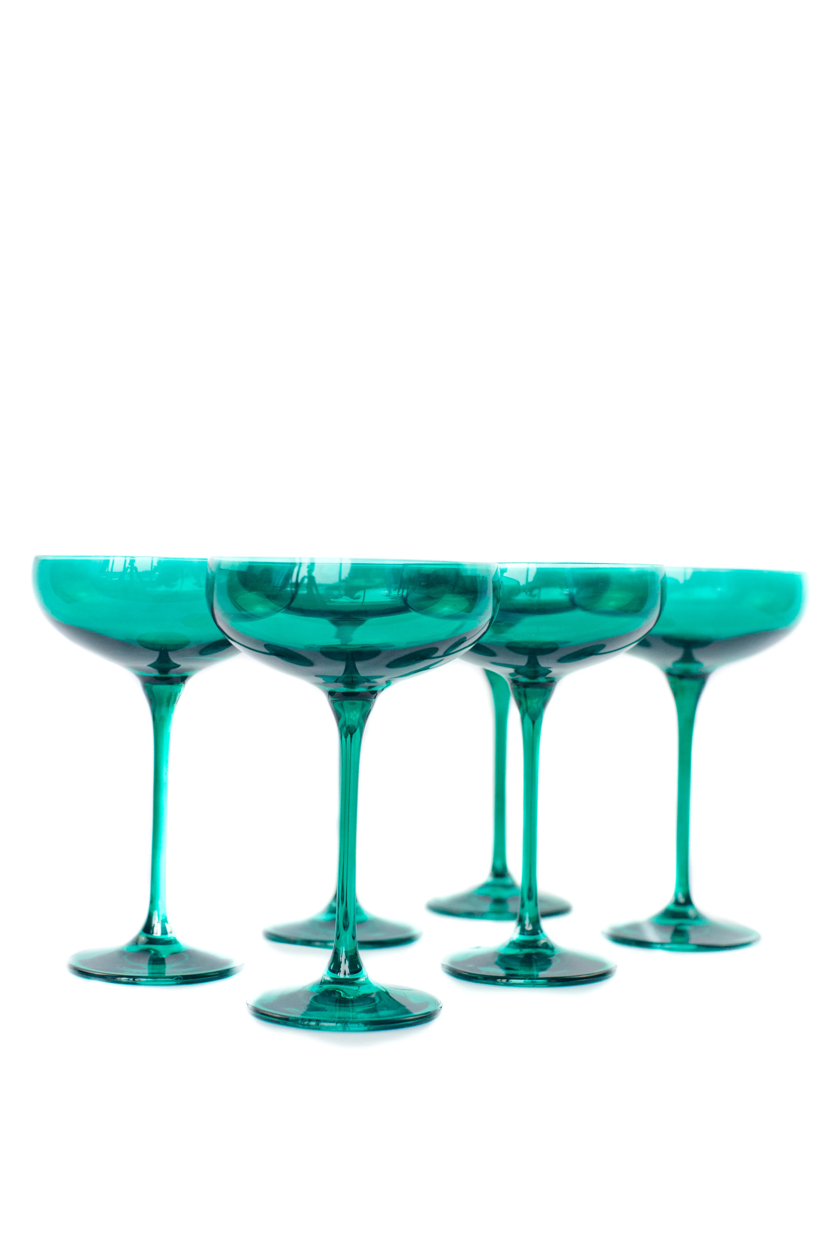 Estelle Colored Champagne Coupe Stemware - Set of 6 {Emerald Green} - Image 5