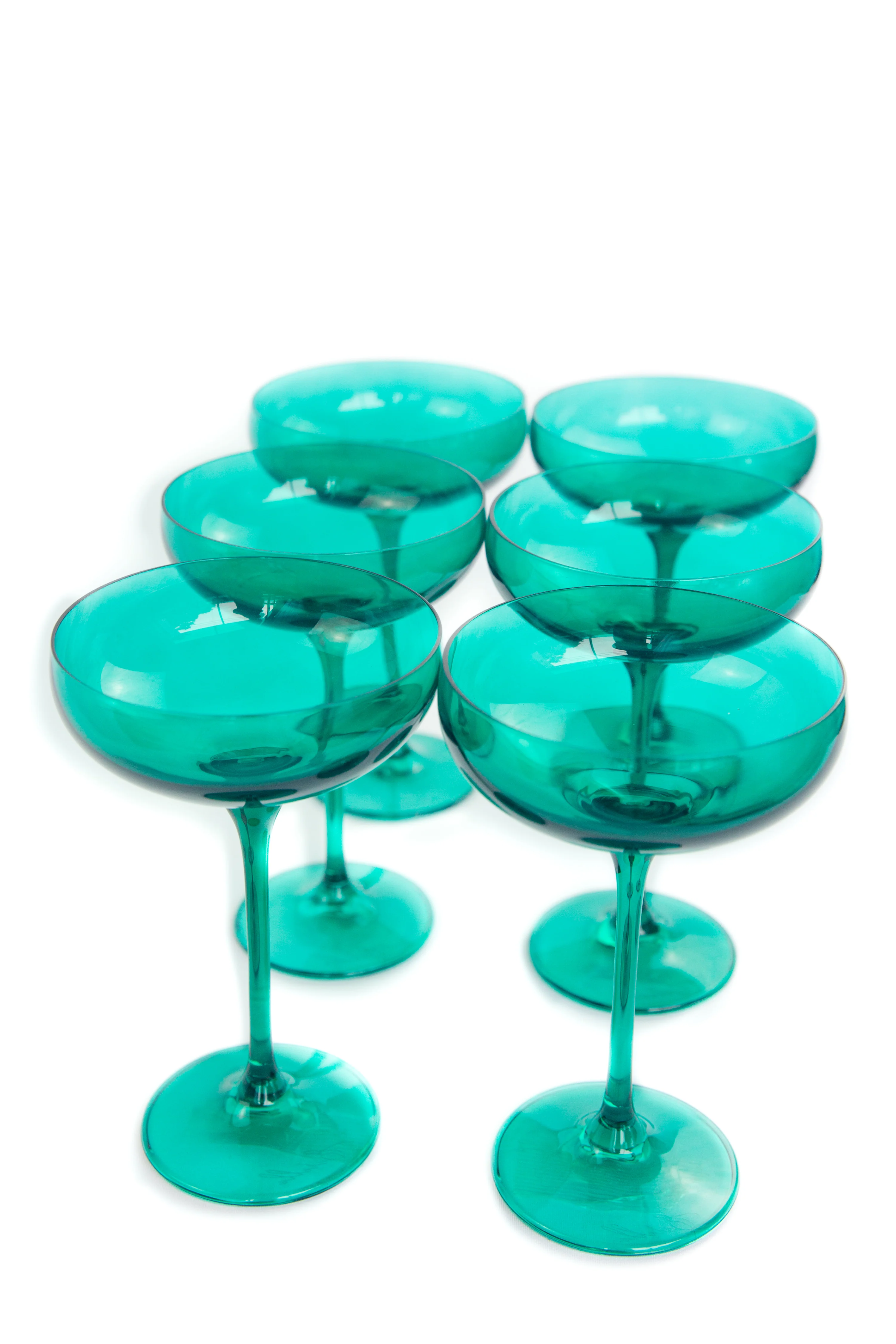 Estelle Colored Champagne Coupe Stemware - Set of 6 {Emerald Green} - Image 6
