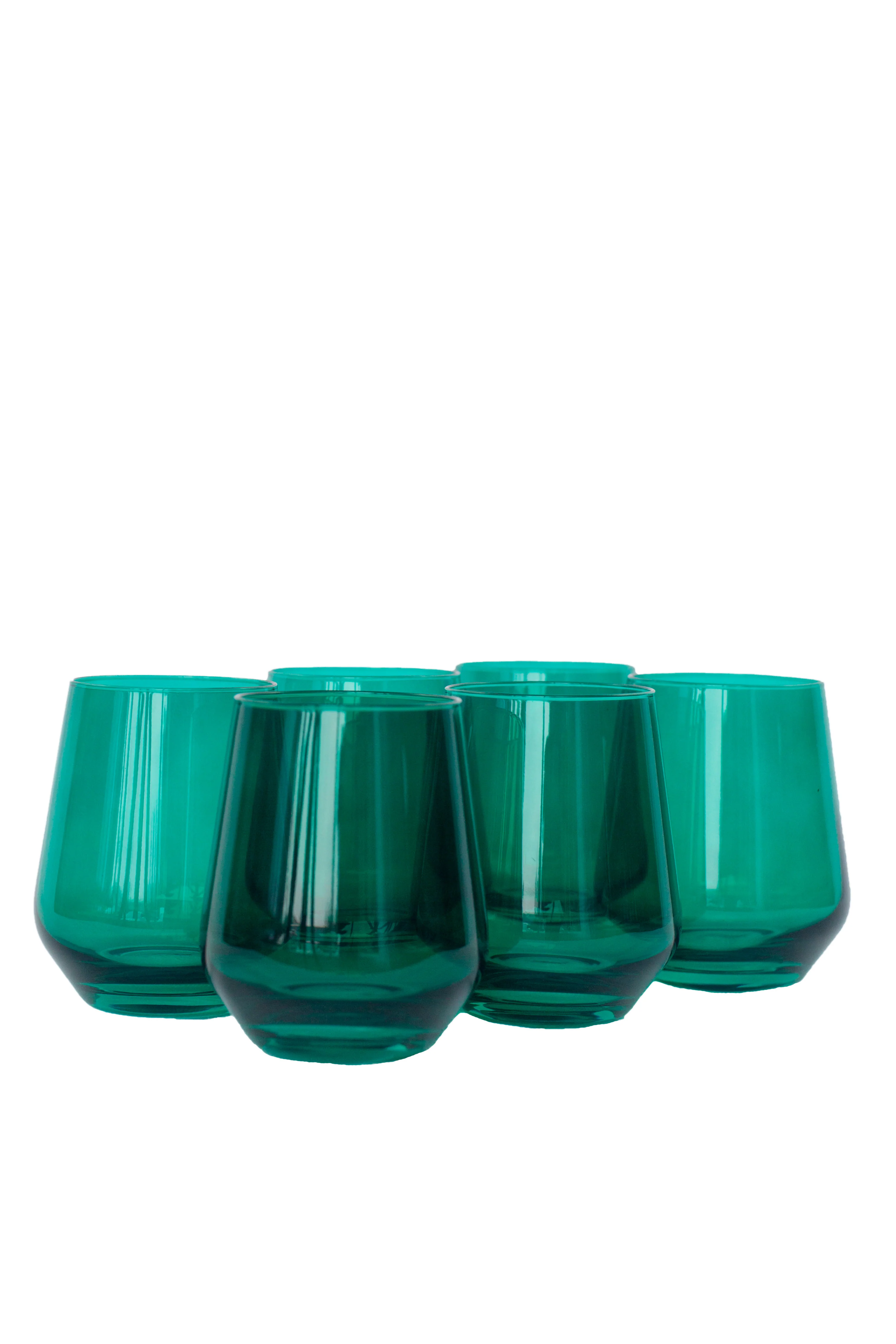 Estelle Colored Wine Stemless - Set of 6 {Emerald Green} - Image 10
